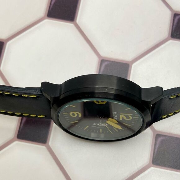 August Steiner Bold Black & Yellow Watch Leather Strap Contrast Stitching - Picture 14 of 16